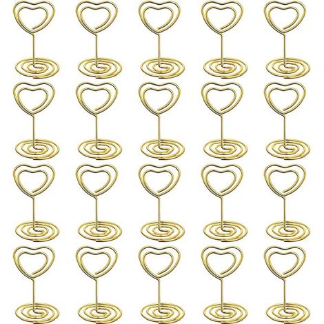 Portacarte da tavolo, 20 pezzi, porta menù, porta foto in metallo, porta segnaposto, porta note a clip, porta numeri da tavolo per matrimoni, feste, uffici (1/5)