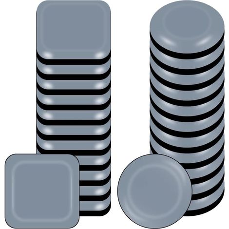24 piezas de protectores de teflón autoadhesivos para muebles, 20 mm, deslizadores para protección del suelo, 12 cuadrados y 12 redondos, protectores de teflón para sillas (1/5)