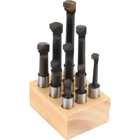 Ensemble de 9 barres d'alésage à queue ronde 3/8" en acier rapide pour tour (1/5)