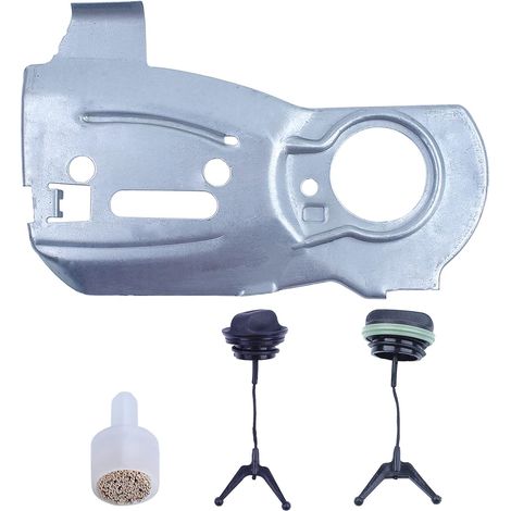Kit plaques de pompe à huile, bouchons de ventilation du réservoir pour Husqvarna 340 345 350 503875701, Plaque de pompe à huile, Ventilation du réservoir, Bouchon d'essence, Bouchon d'huile (1/5)