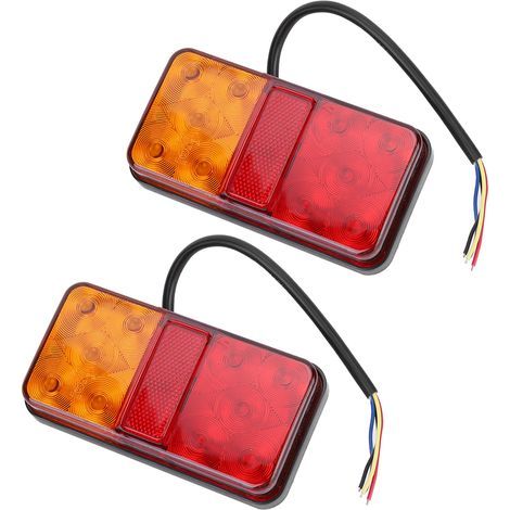 Akozon Feu arrière 2 pcs Universel 10LED Feu Arrière 10-30 V Arrière Lampe Remorque Feu Arrière pour Camions Remorques Bateau Caravane(Rouge Jaune) (1/5)