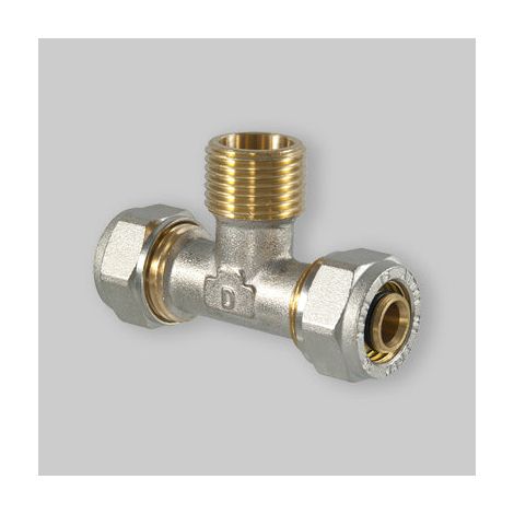 Tee Maschio A Compressione Per Tubo Multistrato Tdm Ø32 X 1" X Ø32 (3,0) Mm (1/3)