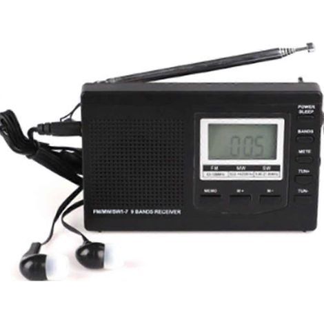 Mini radio AM/FM portable avec écouteurs. radio stéréo multibande à ondes courtes numériques. cadeau idéal pour les mélomanes. (1/5)