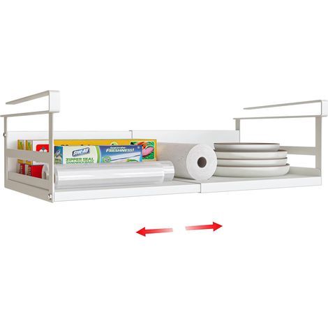 Ausziehbares Küchenregal, ausziehbarer unterer Schrankboden, 45 bis 63 cm, weiß (1/5)