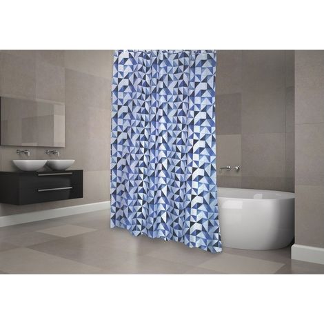 Cortina de ducha Poliéster CALULA 180x200cm CALIDAD PREMIUM Azul - Anillas incluidas MSV (1/3)