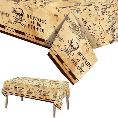 Piraten Schatzkarte Tischdecke 130x220 cm, wiederverwendbar, wasserdicht