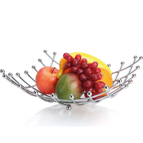 (28288cm)Corbeille à fruits en acier inoxydable chromé, corbeille,corbeille à fruits au design moderne (1/5)