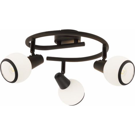 Plafoniera nera rotonda regolabile Loris 3xE14 40W Reality