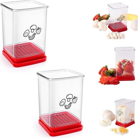 Juego de 2 cortadores de frutas y verduras - Cortador de acero inoxidable - Cortador de frutas y verduras - Con tapa protectora (1/5)