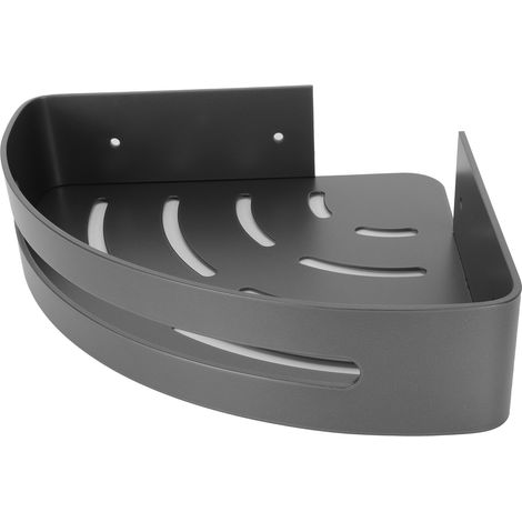 Étagère d'angle grise en aluminium, étagère de rangement triangulaire, accessoire de salle de bain (1/5)