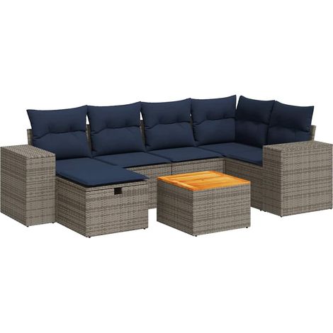 vidaXL Set Divani da Giardino 7 pz con Cuscini Grigio in (1/5)