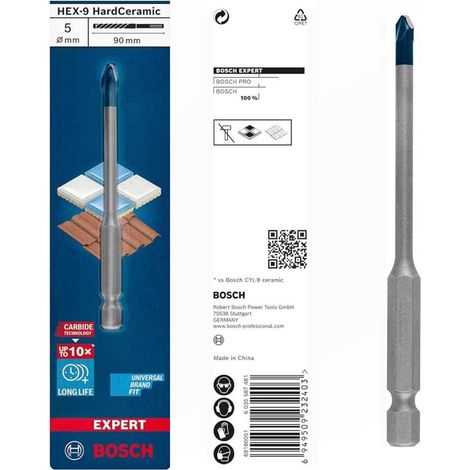 Bosch EXPERT HardCeramic  Ø 5 HEX-9 Bohrer Fliesen, Keramik Dachziegel