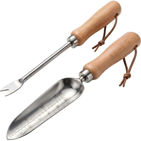 2er Outils de Jardinage en Acier 32.5x2cm et 34x3.5cm Transplantoir Truelle Jardinage Petite Pelle de Jardin pour Repiquer des Plants Désherber et Aérer la Terre (1/5)