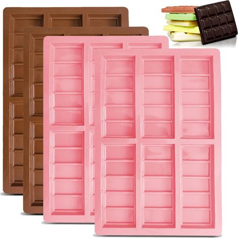 Molde de silicona para chocolate: Molde grueso de silicona para barras de chocolate, moldes para barras de chocolate, antiadherente para hornear (2, multicolor)
