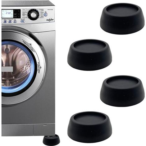 4 Pièces Noir Tapis Anti-vibration pour Machine à Laver, Antibruit Pied Machine a Laver avec Patin Caoutchouc, pour Machines à Laver, Sèche-Linge, Meubles, Patins Anti Vibration Lave Linge