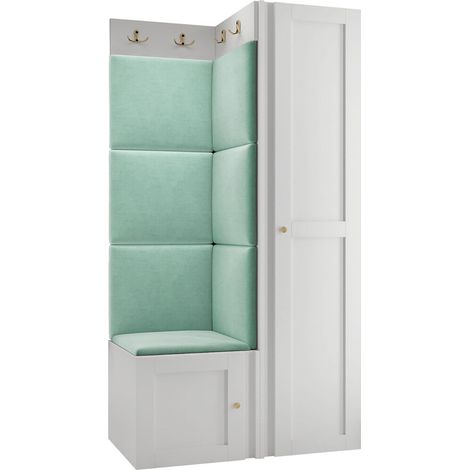 Conjunto para recibidor Hartford 381, Manila 11, 186x82x46cm, Aglomerado laminado, Tapiz, MDF, Montada en la pared, Colocada