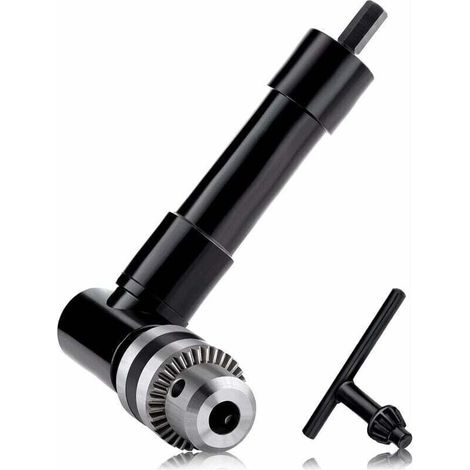 Right-Angle Drill Chuck, 90° Self-Tightening Right-Angle Chuck, 1-10 mm Electric Shaft, Drill Extension Tool, (1/4)