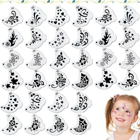 Ensemble de 32 pochoirs pour maquillage artistique. Pochoirs détachables. Pochoirs graffiti peints à la main. Pochoirs réutilisables. (1/5)