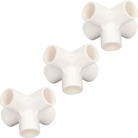 10 Pièces Coude PVC 5 Voies 25mm Blanc pour Montage Meuble Serre Jardin (1/5)