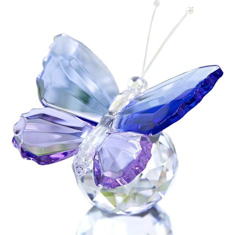 Papillon en verre bleu et violet avec socle sphérique, presse-papier décoratif, figurine en cristal pour salon, souvenir, cadeau d'anniversaire, décoration intérieure (1/5)
