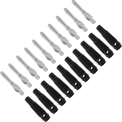 Lot de 10 fiches bananes 7 broches 4 mm en cuivre, 1000 V, 32 A, empilables, avec manchon souple, à visser, noires (1/5)