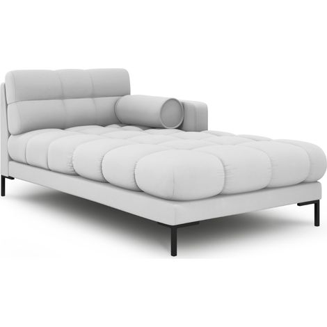 Méridienne droite en tissu structurel gris clair (1/4)