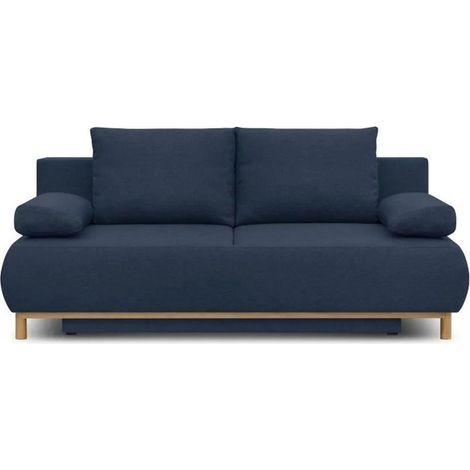 MIKA 3-Sitzer Schlafsofa - Dunkelblauem Stoff - Stauraum - 192 x 84 x 93 cm - AUCUNE