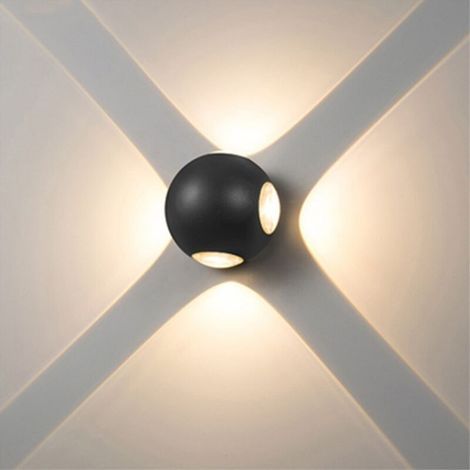 3W x 4 LED External Wall Lights Cross Starlight Waterproof IP65 Round Aluminum Outdoor Wall Sconce Up Down Outdoor Wall Light, Modern Spotlights Wall Sconce for Porch Driveway--White (1/3)