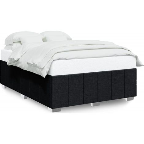 Lit double  Lit adulte  Cadre de lit sans matelas noir 160x200 cm tissu (1/5)