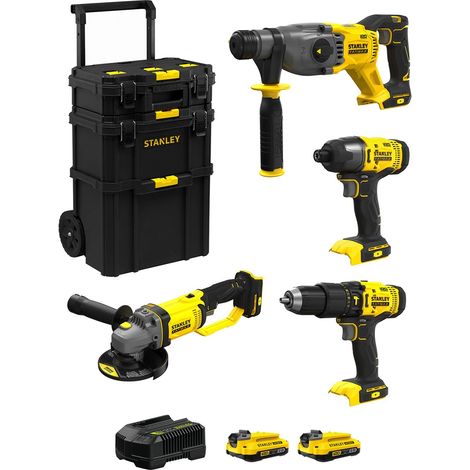 STANLEY FatMax Kit SVK400 (SFMCH900  + SFMCG400  + SFMCD711 + SFMCF800 + 2 x 2,0 Ah + Cargador + Carro 3en1) (1/5)