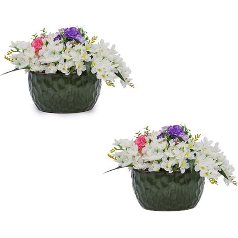 6er-Set teiliges handgemachtes glasierter Keramikpflanztopf-Set (Ø 38,1/30,5/25,4 cm), grün, hammermusterartig, ideal für Bambus/Feigenbaum, Innen/Außen, atmungsaktive Tonware mit Ablauflöchern.