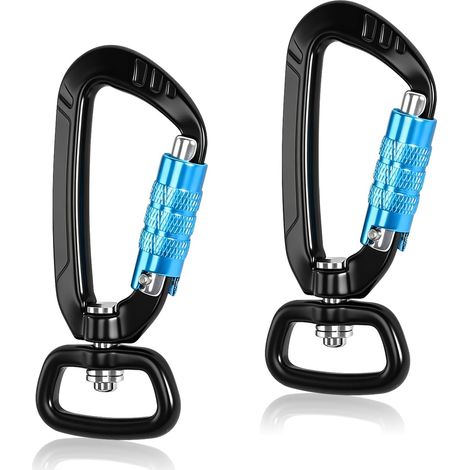 2 pcs Mousqueton avec Pivot Rotatif en Aluminium, Mousqueton Pivotant À 360 Degrés Charge 400kg pour Suspendre hamac Sécurisé pour Escalade Chien Camping Porte-clés Bricolage (1/5)