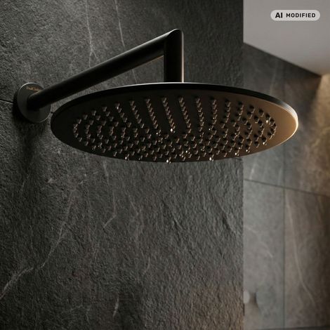 Douche de tête PaulGurkes 30 cm avec bras de douche en métal noir mat (1/5)