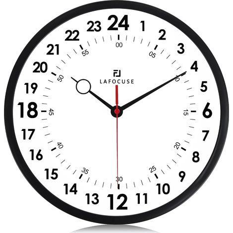 24 Hour Wall Clock Modern Design Silent Analog 24H Wall Clock 30cm No Tic Tac Decoration for Living Room Kitchen Bedroom Office (1/5)