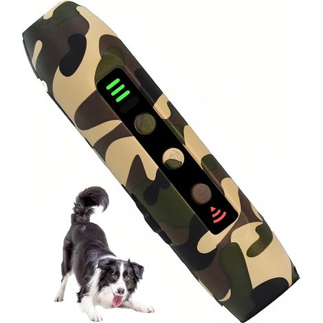 Répulsif à ultrasons pour chien avec 3 fréquences réglables Mode lampe de poche Arrêt d'aboiement Bouton Bip Entraînement Comportement Facile à transporter pour chiens Intérieur Extérieur (1/5)
