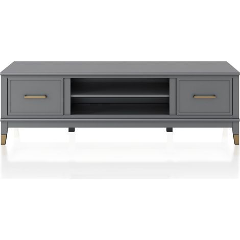 Westerleigh Meuble TV avec 2 portes en mélaminé gris (1/5)