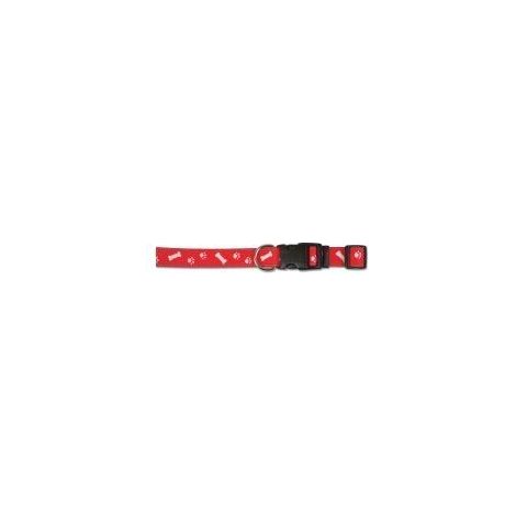 Ancol Paw & Bone Adjustable Collar Red - 25-50 - 567372