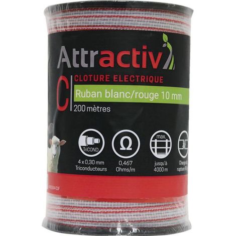 Nastro bianco/rosso 10 mm 4 conduttori Tricond, bobina da 200 m