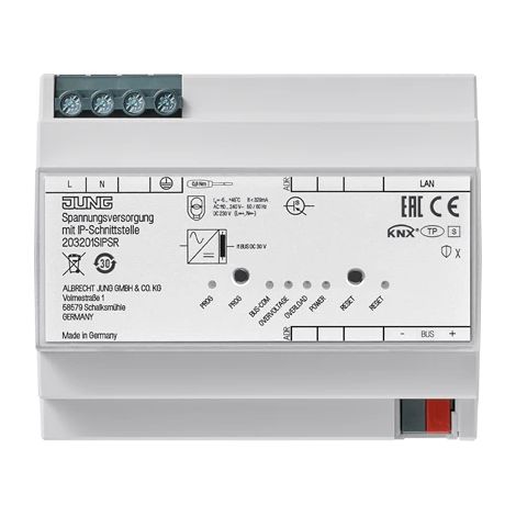 Jung Alimentatore KNX con interfaccia IP, 320 mA, REG, 6 TE, Secure 20320 1S IPS R