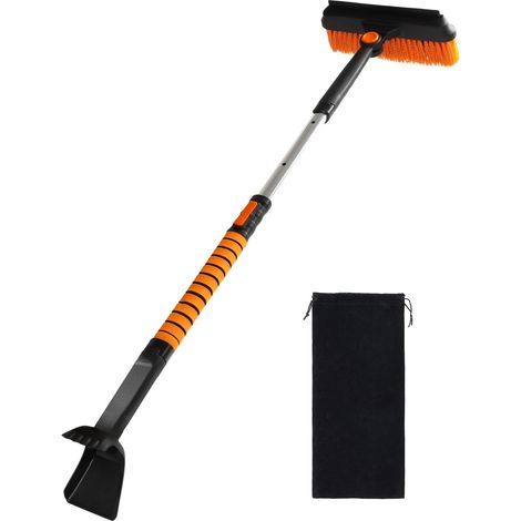 Spazzola per neve e raschietto per ghiaccio 3 in 1 con rotazione fissa a 90° per parabrezza auto con tergivetro in silicone, impugnatura ergonomica in schiuma di alluminio, 43,3" estensibile per rimoz
