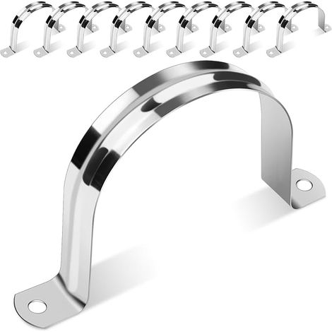 Lot de 10 colliers de serrage en acier inoxydable - 80 mm - Argenté (1/5)