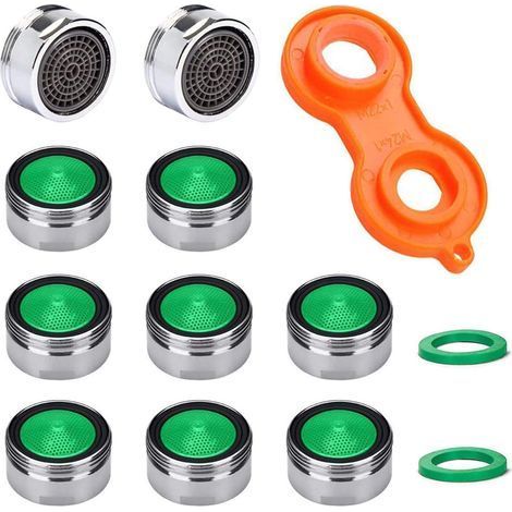 10 Aérateur M24 pour robinet avec clé de montage et joints (1/5)