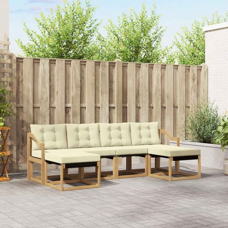vidaXL Conjunto de sofás de exterior 6 uds. Blanco y Crema (1/5)