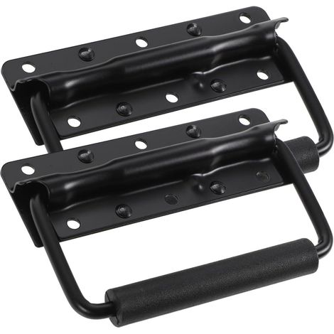 Poignée de Boîte à Outils à Ressort en Fer Noir, Lot de 2 Montage en Surface, Format Pliant, Prise Ergonomique pour Coffret et Caisse (1/4)