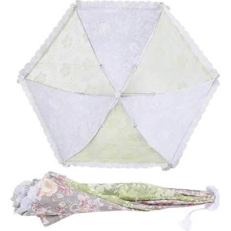 Couvercle pliable pour assiette, anti-mouches, parapluie, tente, protection contre la poussière et les moustiques, idéal pour les pique-niques en plein air (vert). (1/5)