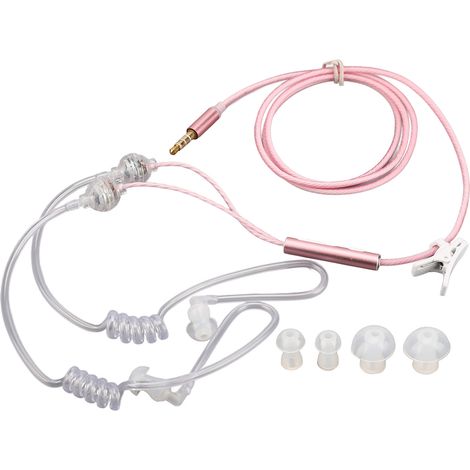 Cuffie ergonomiche con tubo ad aria, riduzione del rumore, senza radiazioni, auricolari binaurali portatili da 3,5 mm per laptop e tablet, colore rosa. (1/5)