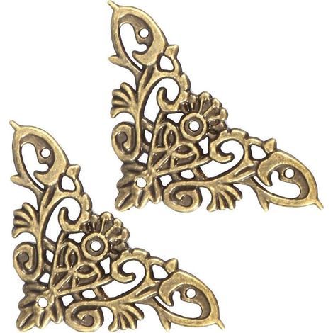 Dekorative Ecken, 12 Stück, Möbelschutz im antiken Stil, hohle Form, für Schmuck, Scrapbook-Album, Schutz für Holzkisten, Eckdekor, Hardware-Zubehör (groß)