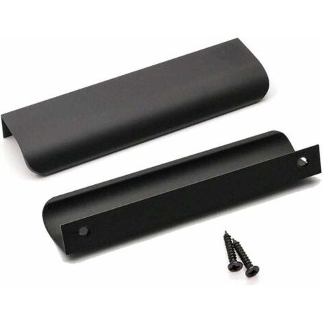 BUNTHAUS Set mit 10 schwarzen Küchenschrankgriffen, schwarze Küchengriffe, schwarze Profilgriffe, mattschwarze Schrankgriffe aus Aluminiumlegierung, 128 mm Lochabstand, 150 mm Länge (Schwarz)