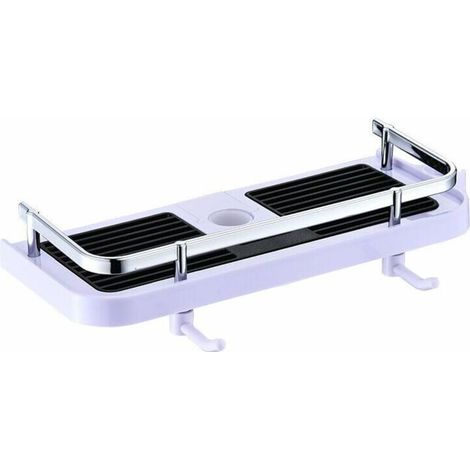 YMYNY Étagère Douche pour Colonne/Barre de Douche,Etagère Serviteur de Douche avec Support Pomme Douche,Panier Rangement Salle de Bain Tablette de Douche sans Perçage,Plastique Shower Shelf (Blanc )