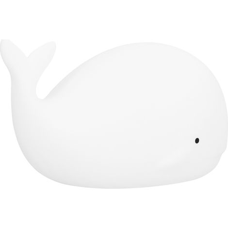 Veilleuse en silicone rechargeable par USB, lampe tactile mignonne en forme de baleine avec 3 modes d'éclairage et minuterie de 3 heures, blanche (1/5)